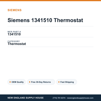 Siemens 1341510 Thermostat — New England Supply House spec card [NESH-SPEC-CARD-V2]