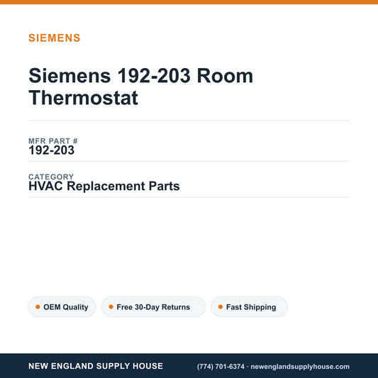 Siemens 192-203 Room Thermostat — New England Supply House spec card [NESH-SPEC-CARD-V2]