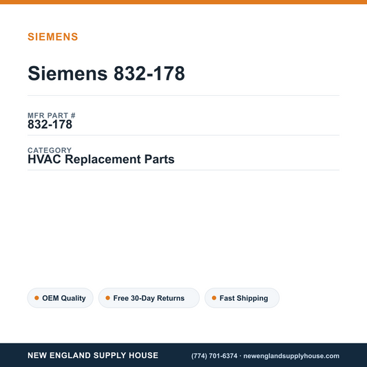 Siemens 832-178 — New England Supply House spec card [NESH-SPEC-CARD-V2]
