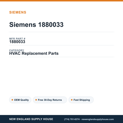 Siemens 1880033 — New England Supply House spec card [NESH-SPEC-CARD-V2]