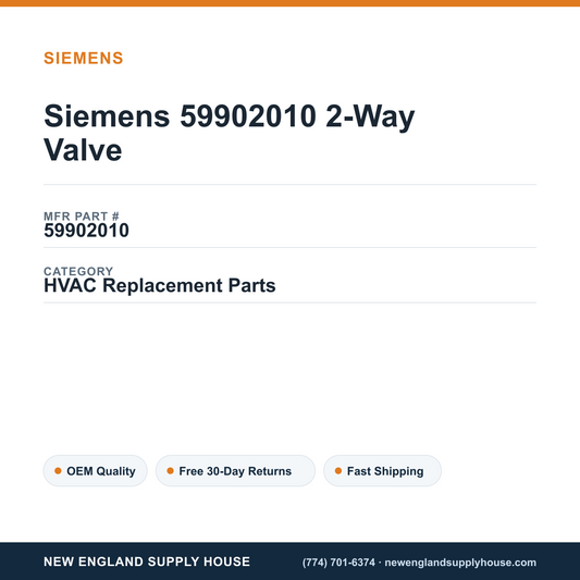 Siemens 59902010 2-Way Valve — New England Supply House spec card [NESH-SPEC-CARD-V2]
