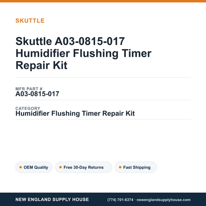 Skuttle A03-0815-017 Humidifier Flushing Timer Repair Kit — New England Supply House spec card [NESH-SPEC-CARD-V2]