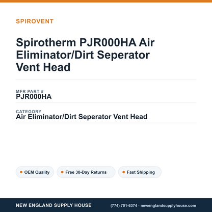Spirotherm PJR000HA Air Eliminator/Dirt Seperator Vent Head — New England Supply House spec card [NESH-SPEC-CARD-V2]