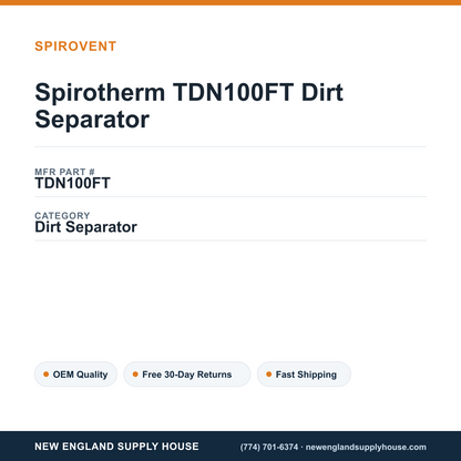 Spirotherm TDN100FT Dirt Separator — New England Supply House spec card [NESH-SPEC-CARD-V2]