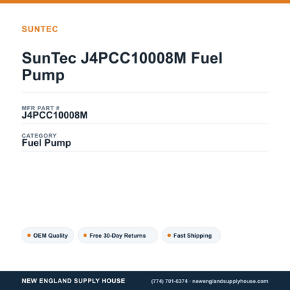 SunTec J4PCC10008M Fuel Pump — New England Supply House spec card [NESH-SPEC-CARD-V2]