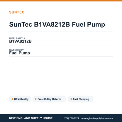 SunTec B1VA8212B Fuel Pump — New England Supply House spec card [NESH-SPEC-CARD-V2]