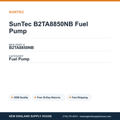 SunTec B2TA8850NB Fuel Pump — New England Supply House spec card [NESH-SPEC-CARD-V2]