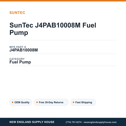 SunTec J4PAB10008M Fuel Pump — New England Supply House spec card [NESH-SPEC-CARD-V2]