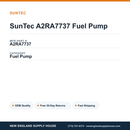 SunTec A2RA7737 Fuel Pump — New England Supply House spec card [NESH-SPEC-CARD-V2]