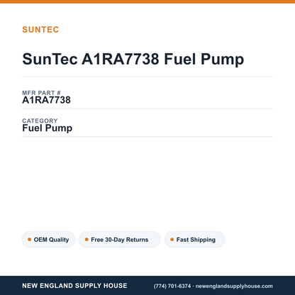 SunTec A1RA7738 Fuel Pump — New England Supply House spec card [NESH-SPEC-CARD-V2]