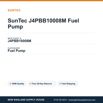 SunTec J4PBB10008M Fuel Pump — New England Supply House spec card [NESH-SPEC-CARD-V2]