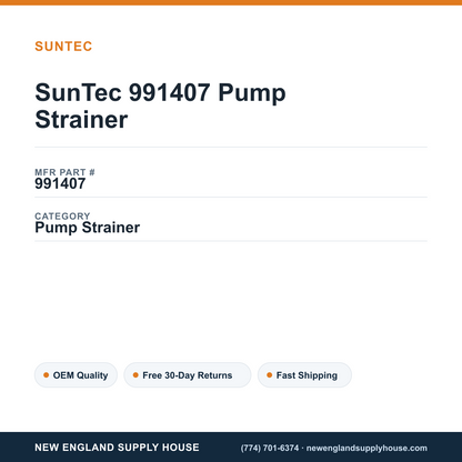 SunTec 991407 Pump Strainer — New England Supply House spec card [NESH-SPEC-CARD-V2]