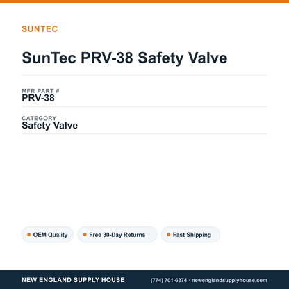 SunTec PRV-38 Safety Valve — New England Supply House spec card [NESH-SPEC-CARD-V2]