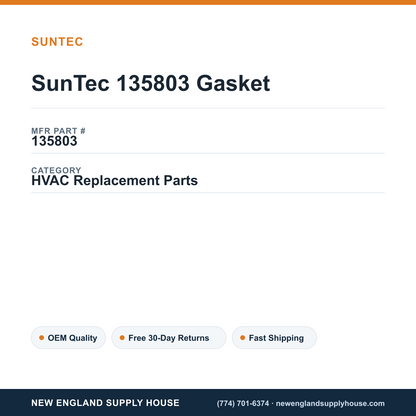 SunTec 135803 Gasket — New England Supply House spec card [NESH-SPEC-CARD-V2]