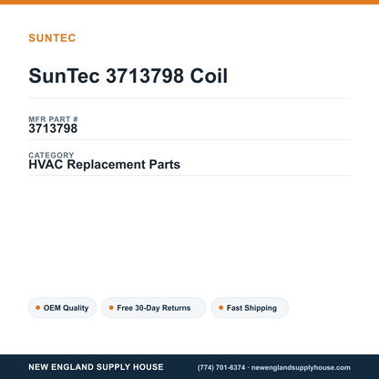 SunTec 3713798 Coil — New England Supply House spec card [NESH-SPEC-CARD-V2]