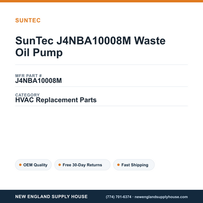 SunTec J4NBA10008M Waste Oil Pump — New England Supply House spec card [NESH-SPEC-CARD-V2]