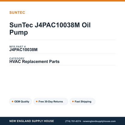 SunTec J4PAC10038M Oil Pump — New England Supply House spec card [NESH-SPEC-CARD-V2]