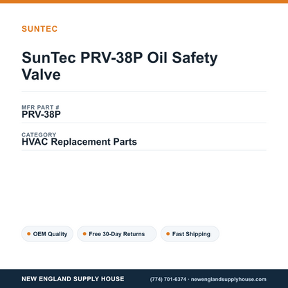 SunTec PRV-38P Oil Safety Valve — New England Supply House spec card [NESH-SPEC-CARD-V2]