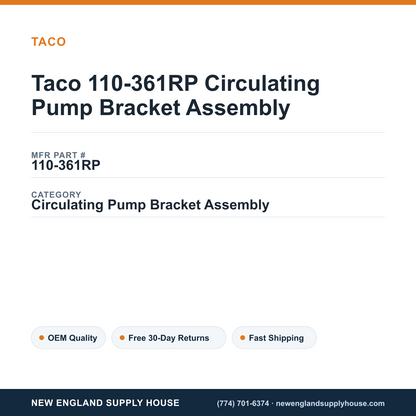 Taco 110-361RP Circulating Pump Bracket Assembly — New England Supply House spec card [NESH-SPEC-CARD-V2]