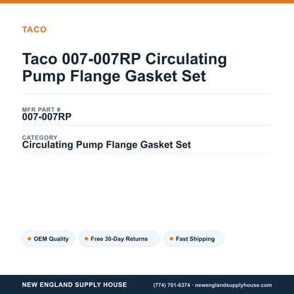 Taco 007-007RP Circulating Pump Flange Gasket Set — New England Supply House spec card [NESH-SPEC-CARD-V2]