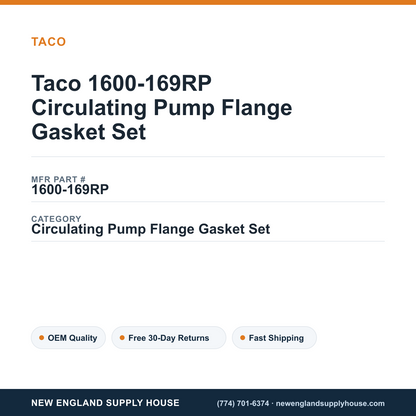Taco 1600-169RP Circulating Pump Flange Gasket Set — New England Supply House spec card [NESH-SPEC-CARD-V2]