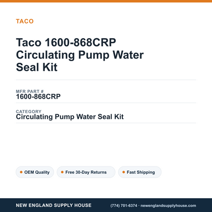 Taco 1600-868CRP Circulating Pump Water Seal Kit — New England Supply House spec card [NESH-SPEC-CARD-V2]