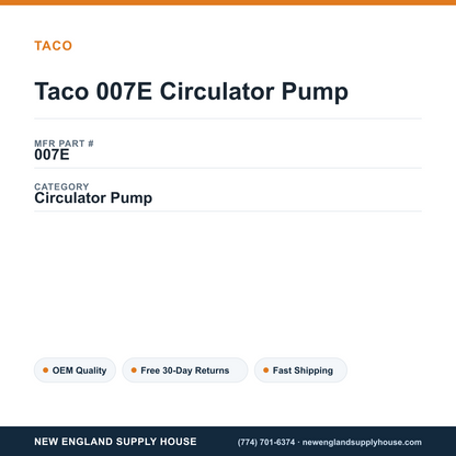 Taco 007E Circulator Pump — New England Supply House spec card [NESH-SPEC-CARD-V2]