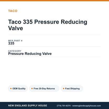 Taco 335 Pressure Reducing Valve — New England Supply House spec card [NESH-SPEC-CARD-V2]