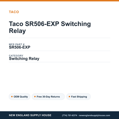 Taco SR506-EXP Switching Relay — New England Supply House spec card [NESH-SPEC-CARD-V2]