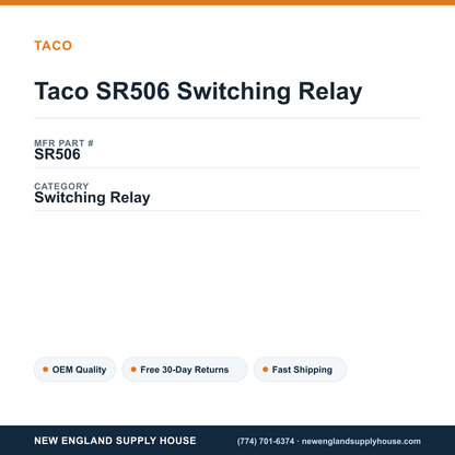 Taco SR506 Switching Relay — New England Supply House spec card [NESH-SPEC-CARD-V2]