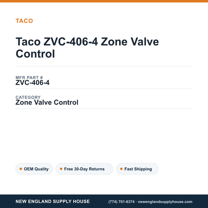 Taco ZVC-406-4 Zone Valve Control — New England Supply House spec card [NESH-SPEC-CARD-V2]