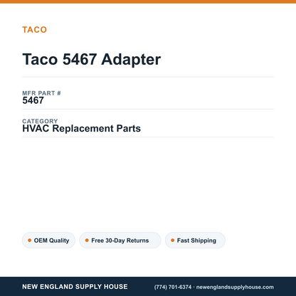 Taco 5467 Adapter — New England Supply House spec card [NESH-SPEC-CARD-V2]