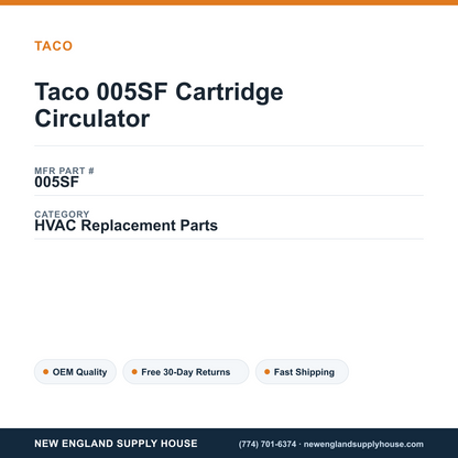 Taco 005SF Cartridge Circulator — New England Supply House spec card [NESH-SPEC-CARD-V2]