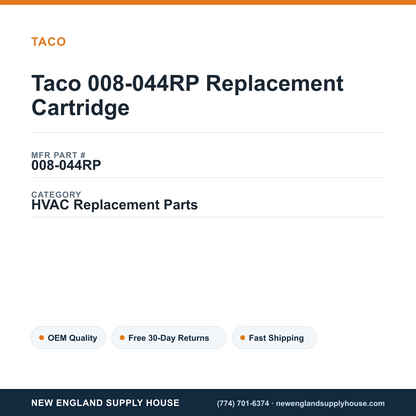 Taco 008-044RP Replacement Cartridge — New England Supply House spec card [NESH-SPEC-CARD-V2]