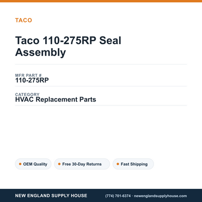 Taco 110-275RP Seal Assembly — New England Supply House spec card [NESH-SPEC-CARD-V2]
