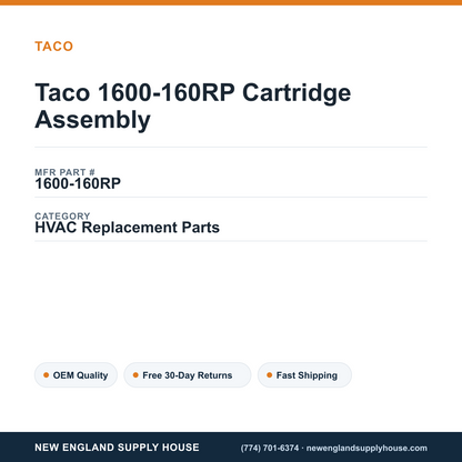 Taco 1600-160RP Cartridge Assembly — New England Supply House spec card [NESH-SPEC-CARD-V2]