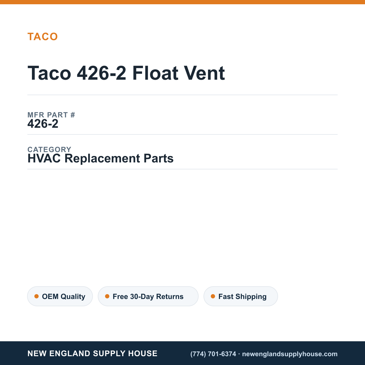 Taco 426-2 Float Vent — New England Supply House spec card [NESH-SPEC-CARD-V2]
