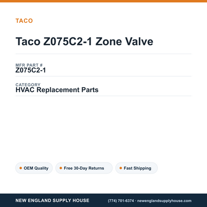 Taco Z075C2-1 Zone Valve — New England Supply House spec card [NESH-SPEC-CARD-V2]