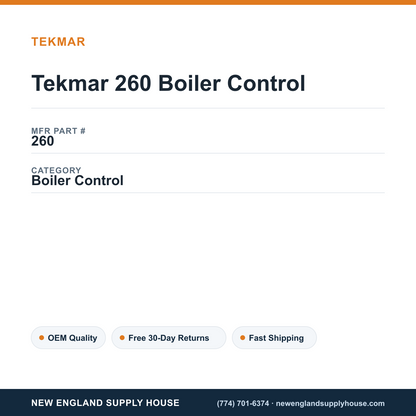 Tekmar 260 Boiler Control — New England Supply House spec card [NESH-SPEC-CARD-V2]