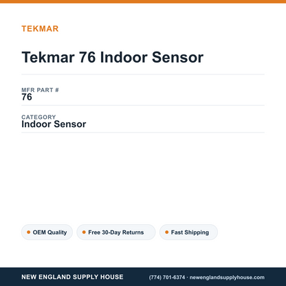 Tekmar 76 Indoor Sensor — New England Supply House spec card [NESH-SPEC-CARD-V2]