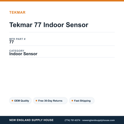 Tekmar 77 Indoor Sensor — New England Supply House spec card [NESH-SPEC-CARD-V2]