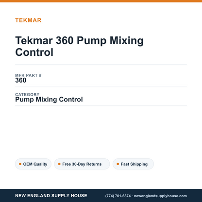 Tekmar 360 Pump Mixing Control — New England Supply House spec card [NESH-SPEC-CARD-V2]