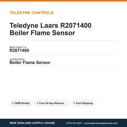 Teledyne Laars R2071400 Boiler Flame Sensor — New England Supply House spec card [NESH-SPEC-CARD-V2]