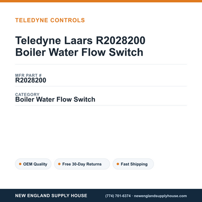 Teledyne Laars R2028200 Boiler Water Flow Switch — New England Supply House spec card [NESH-SPEC-CARD-V2]