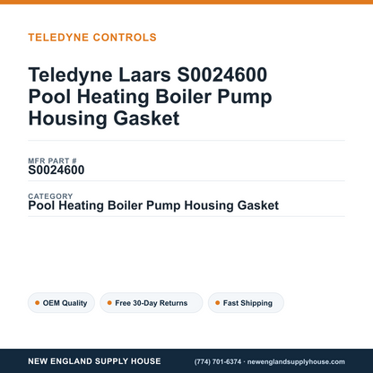 Teledyne Laars S0024600 Pool Heating Boiler Pump Housing Gasket — New England Supply House spec card [NESH-SPEC-CARD-V2]