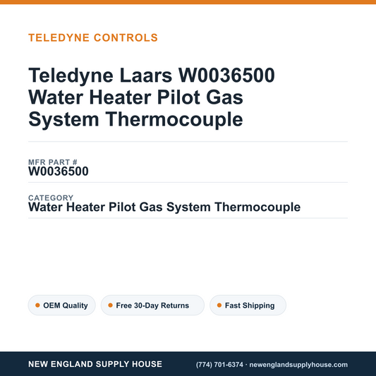 Teledyne Laars W0036500 Water Heater Pilot Gas System Thermocouple — New England Supply House spec card [NESH-SPEC-CARD-V2]