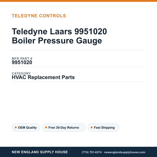 Teledyne Laars 9951020 Boiler Pressure Gauge — New England Supply House spec card [NESH-SPEC-CARD-V2]
