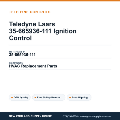 Teledyne Laars 35-665936-111 Ignition Control — New England Supply House spec card [NESH-SPEC-CARD-V2]