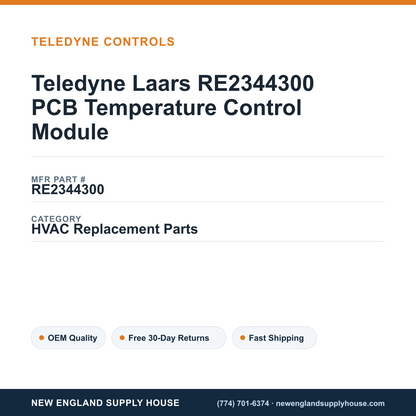 Teledyne Laars RE2344300 PCB Temperature Control Module — New England Supply House spec card [NESH-SPEC-CARD-V2]