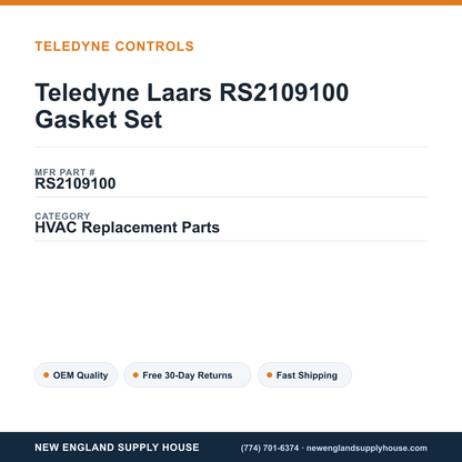 Teledyne Laars RS2109100 Gasket Set — New England Supply House spec card [NESH-SPEC-CARD-V2]